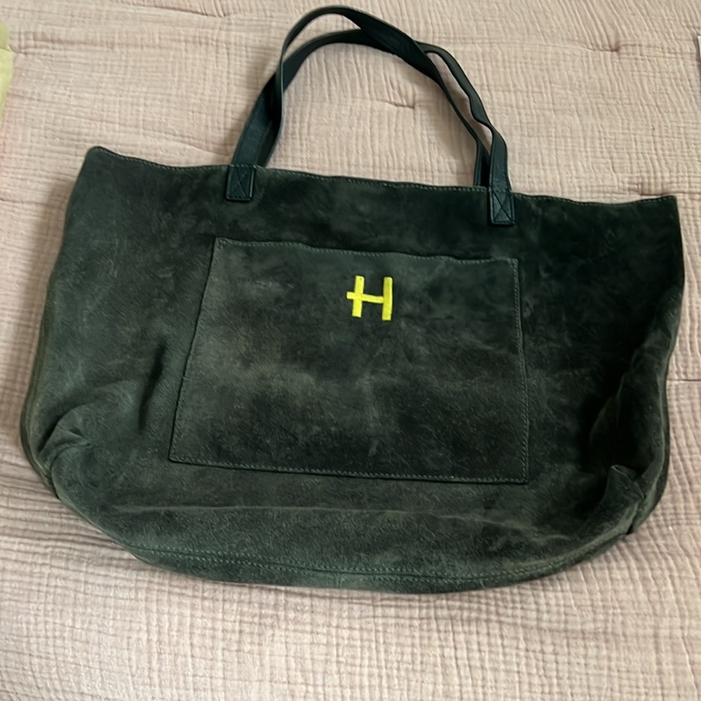 Mark & Graham Charcoal Suede Leather Slouch bag